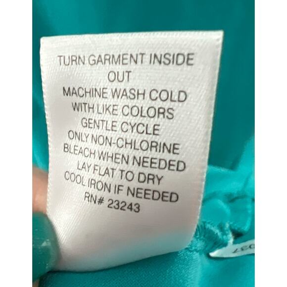 New York & Company Teal Aztec Jersey Knit Maxi Sleeveless Built In Bra Dress L - Picture 11 of 11